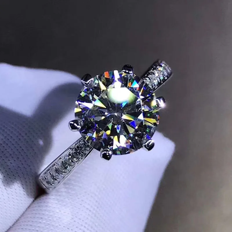 Кольцо из стерлингового серебра 925 пробы, 1ct 2ct 3ct, классическое Стильное кольцо с муассанитом, бриллиантовое ювелирное изделие для свадьбы, вечеринки, юбилея, с сертификатом GRA