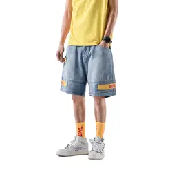 Idopy мужские брендовые дизайнерские винтажные уличные стильные Лоскутные Джинсовые шорты Карго Деним хип хоп мульти-джинсовые шорты с