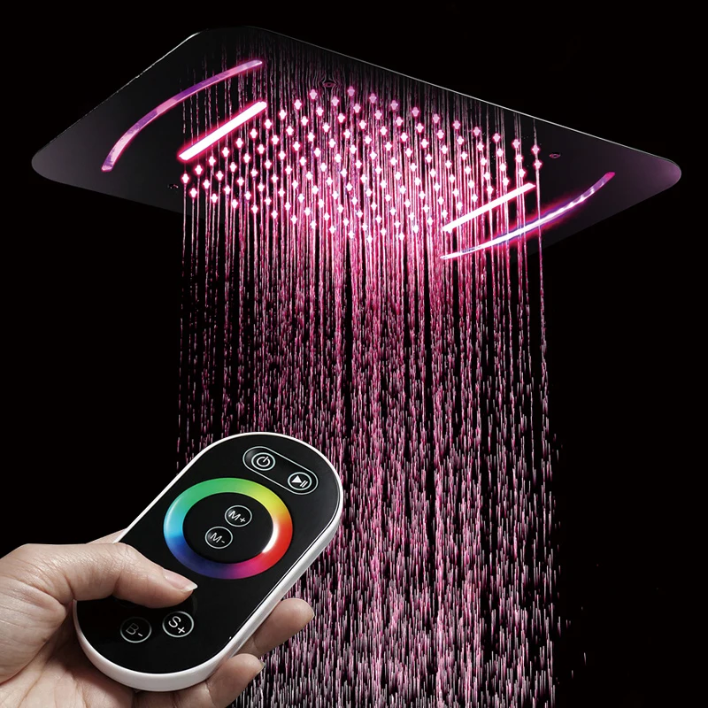 Luxury Shower Head LED Light SUS304 Showerhead 580*380mm Bathroom Shower Rainfall Waterfall Embedded Ceiling Mounted Showers Luxury Shower Head LED Light SUS304 Showerhead 580*380mm Bathroom Shower Rainfall Waterfall Embedded Ceiling Mounted Showers