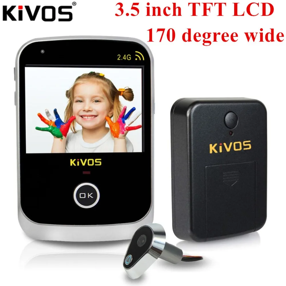 

KiVOS Doorbell Camera Colorful 3.5" Digital TFT LCD Video-eye Peephole for the Door Wireless Camera Monitor 170 Degrees Wide