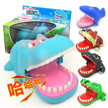 

Shark Bites Finger Decompression Trick Toy, Careful Dog Decompression Bites Crocodile Hippo Dinosaur Toy