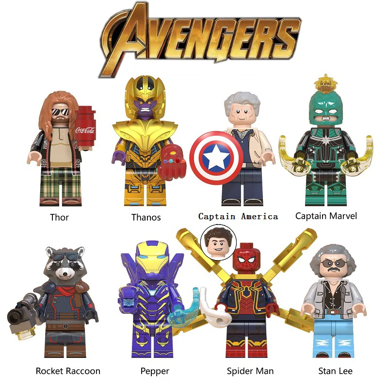 

8Pcs/Set Avengers Endgame Legoed Marvel Minifigured Thor Iron Man Thanos Infinity Gauntlet Building Blocks Figure Children Toys