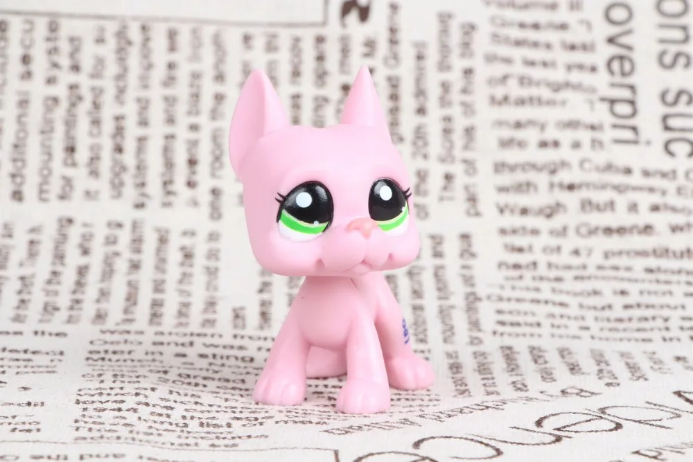 

New pet Genuine Original LPS #2598 Pink Great Dane Dog green eyes Collection figure Toys