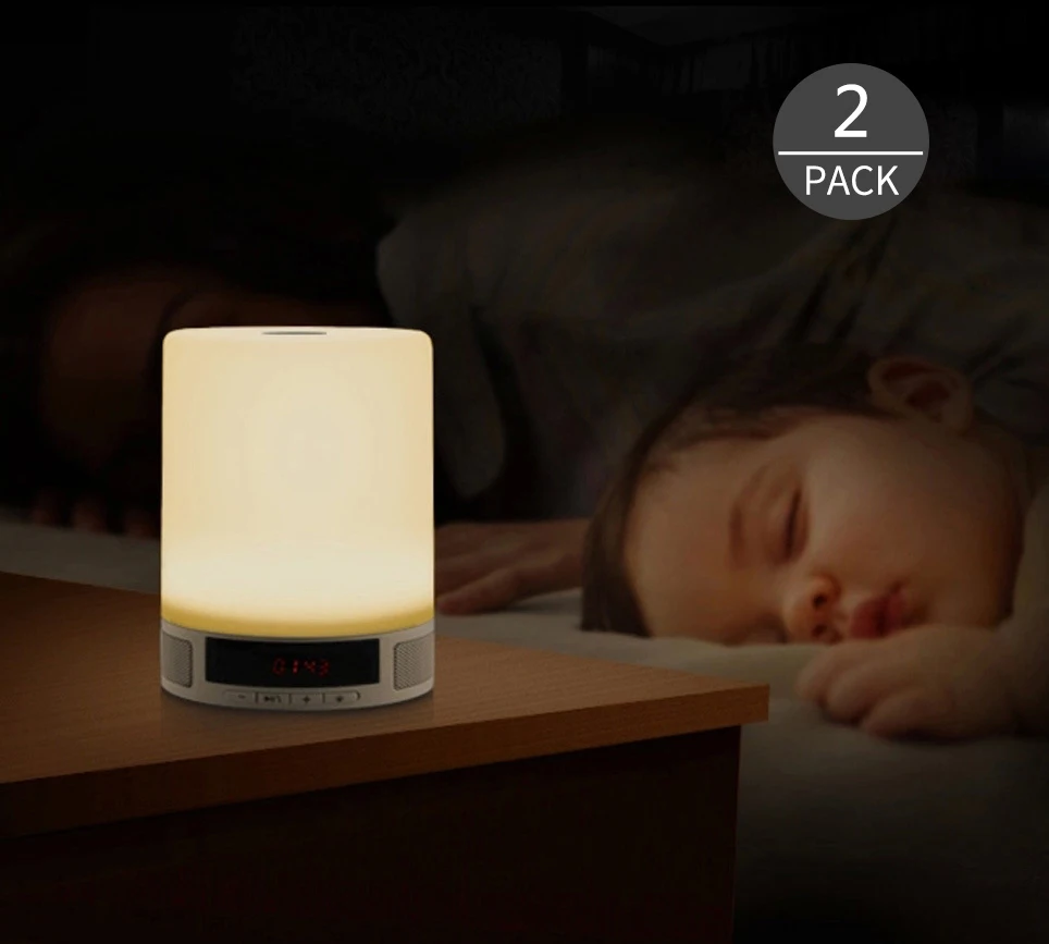 

Touch Control LED Night Light Bluetooth Speaker, Desktop USB/Card HD Sound Music Player,Bedside Warm Light Alarm Clock