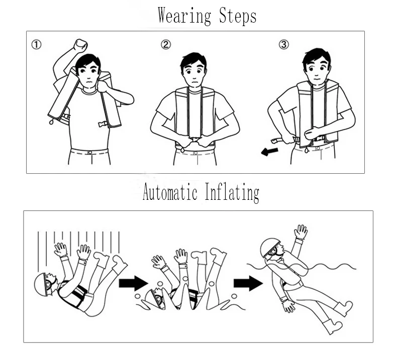Автоматический надувной спасательный жилет, купальный жилет, жилет для рыбалки, Каякинг, спасательный жилет для плавания, профессиональный спасательный жилет