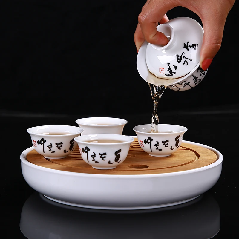 Дорожный чайный набор портативные китайские чайные чашки кунг фу [1 Tureen + 6 чашек] с