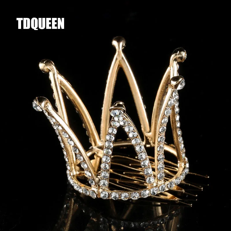 TDQUEEN диадемы и короны с гребнем золотого цвета дети девочки мини круглые украшения для волос Аксессуары Театрализованное Пром тиара корона принцессы