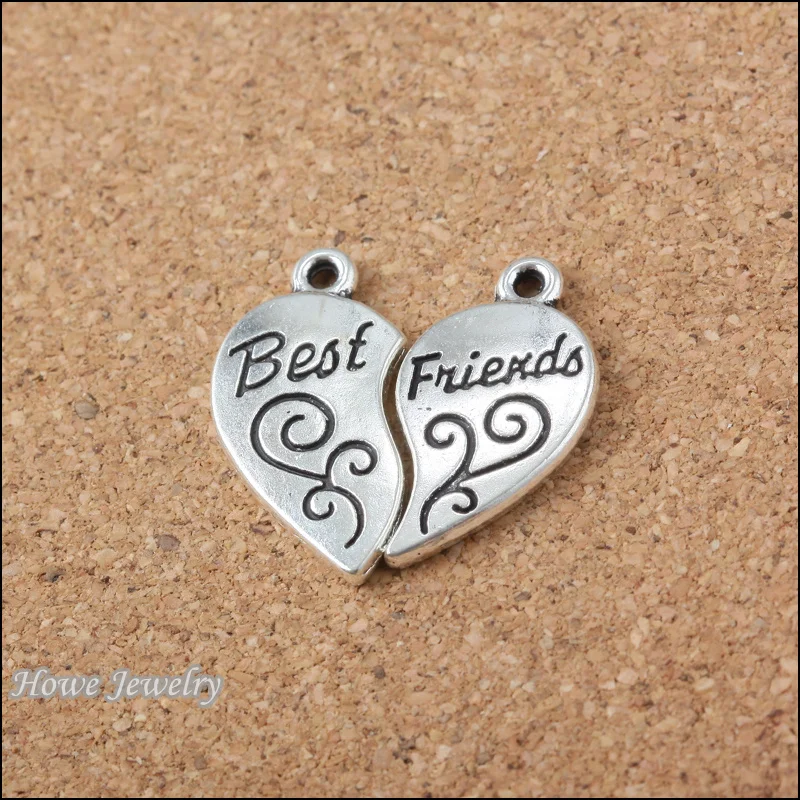

36sets vintage Best Friend Heart pendant Antique silver Pendant DIY European Style Jewelry Making B142