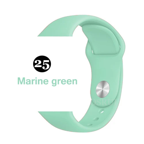 Ремешок для apple watch correa 42 мм 38 мм iwatch серия 44 мм 40 мм 5 4 3 спортивный силиконовый браслет аксессуары для apple watch - Цвет ремешка: 25-marine green