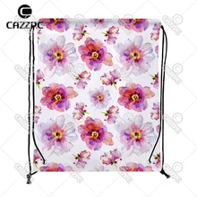 Акварельный розовый белый пион цветы повторяющийся узор индивидуальный принт нейлон ткань шнурок рюкзак подарочный