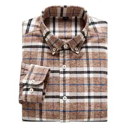 Для Мужчин's Стандартный-Fit Plaid Flannel рубашка с длинными рукавами коробка-складки задней кокеткой 100% хлопок Повседневное матовый клетчатый