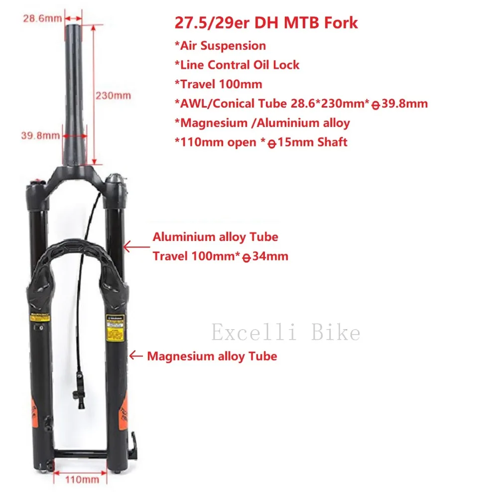 27.5inch 29er DH MTB Fork Air Suspension Line Contral Oil Lock 02