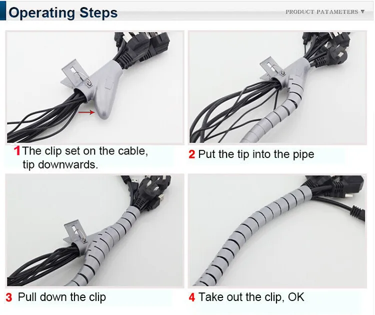 1 м Кабельный органайзер держатель провода кабель рукав управление для компьютера спиральная трубка устройство для сматывания кабеля провода на молнии галстук органайзеры с зажимом