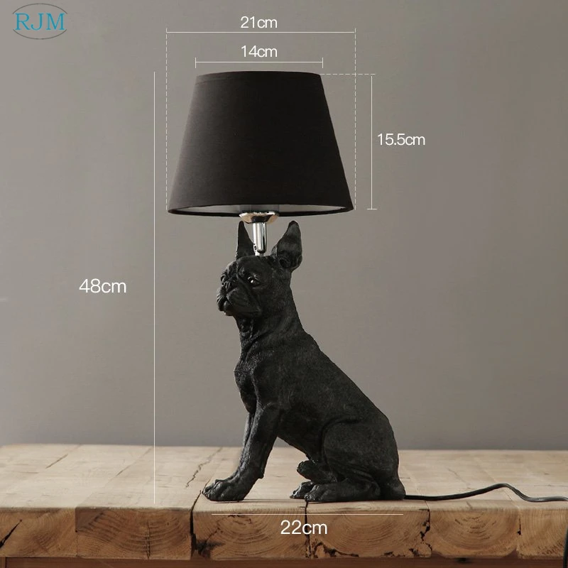 Креативные декоративные настольные лампы для собак, скандинавские, датские, ретро, прикроватные лампы для спальни, детская комната, для кабинета, гостиной, светильники - Цвет корпуса: E Black
