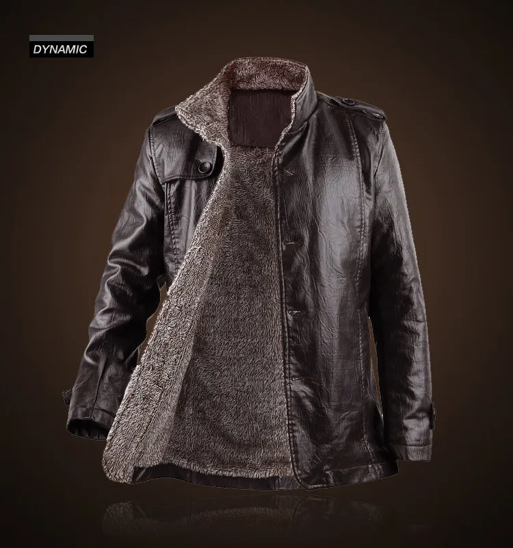 Новая брендовая куртка из искусственной кожи, мужские зимние куртки и пальто, уплотненная шерстяная ветровка, теплая куртка для мужчин размера плюс M-3XL