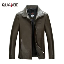 QUANBO Новое поступление высокое качество овечья кожа мужская кожаная куртка брендовая одежда осень весна мотоциклетная кожаная куртка плюс размер