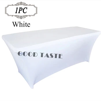 

6 Ft Rectangular Spandex Stretch Material And Cover Champagne Tablecloths For Wedding