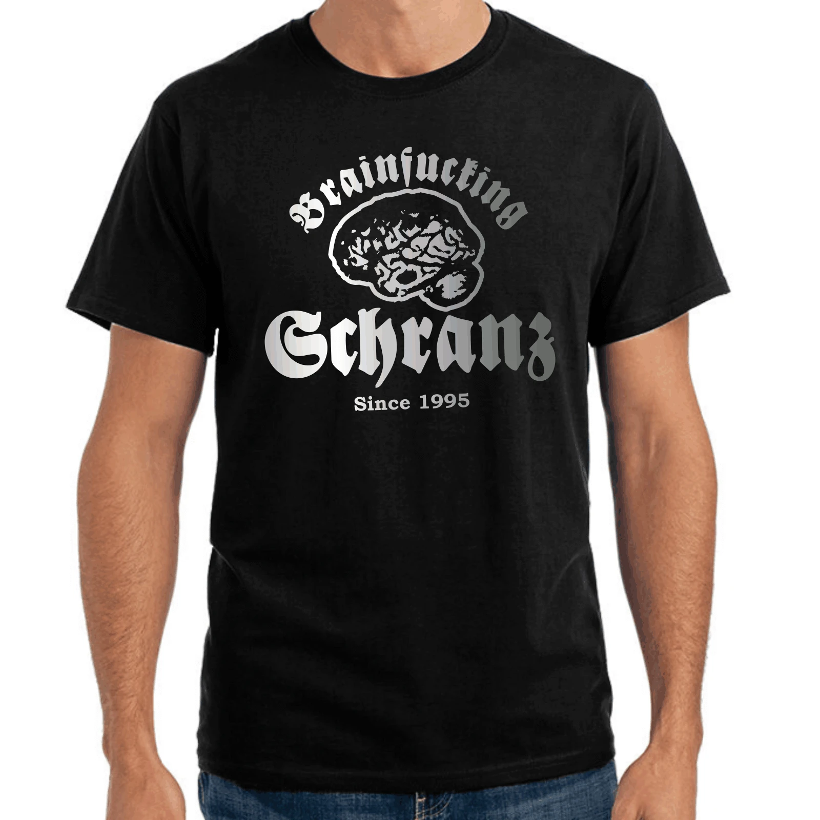 Brainfucking Schranz | Techno Club DJ Music Brain T shirt Short Sleeve Tops Мужская одежда