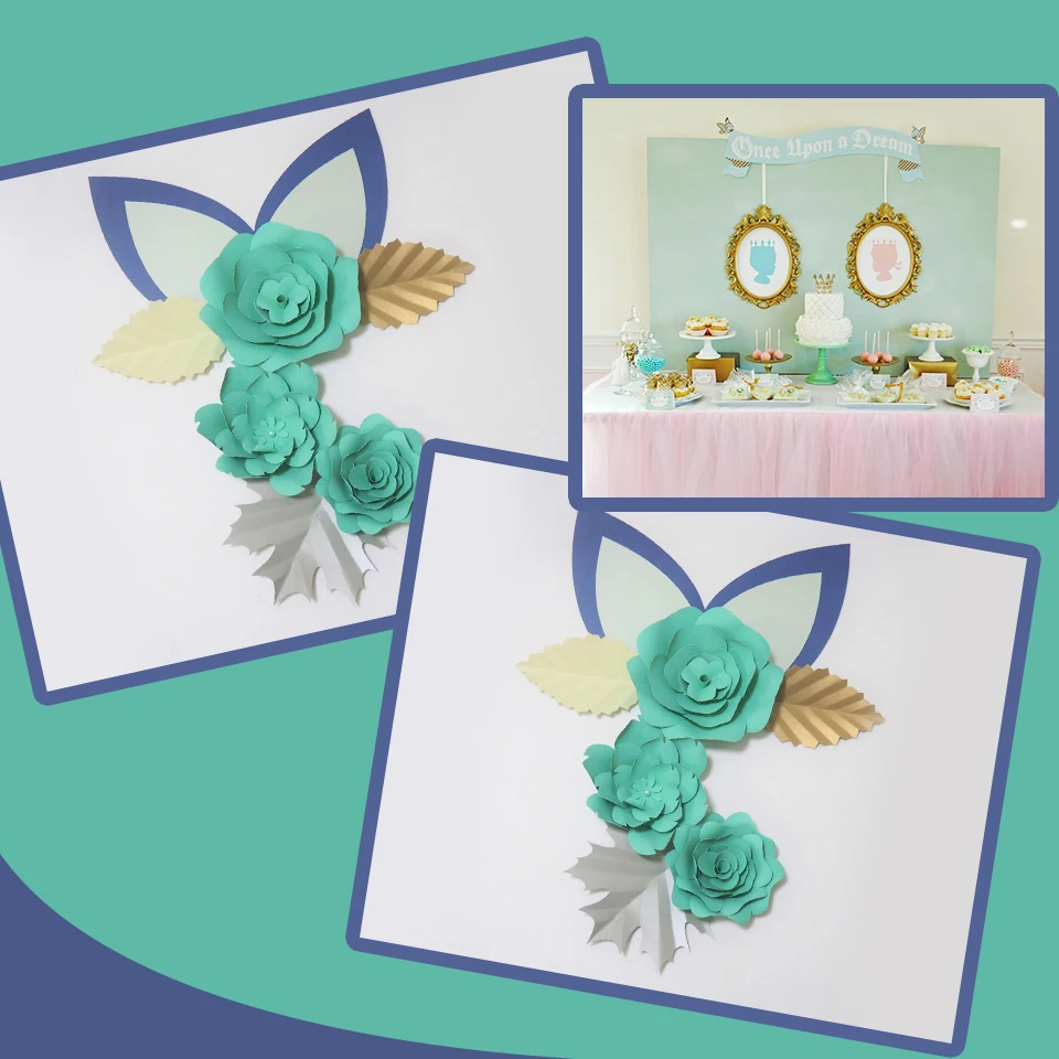 Cardstock DIY Бумажные Цветы Листья комплект с ушами для детского душа Детские
