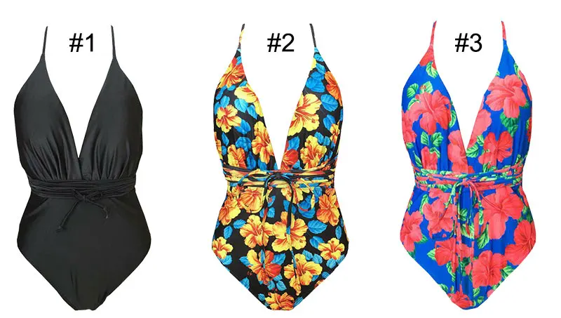 Sexy One Piece Swimsuit Female Deep V Backless Brazilian Monokini Swimwear Women Bathing Suit Swimming sunflower swimsuit