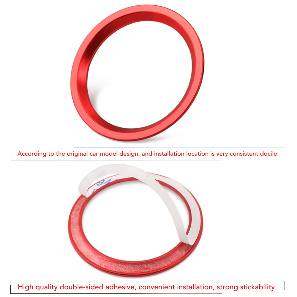 Car Stickers Automobile Interior Stickers Console Panel Sticker Car Start Stop Engine Circle Button Ring Trim Sticker