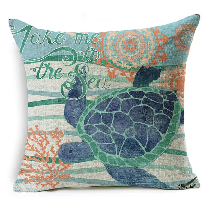 Marine Home  Decorative Pillow Case On Couch Starfish Whale Home Decorative Pillows Cover