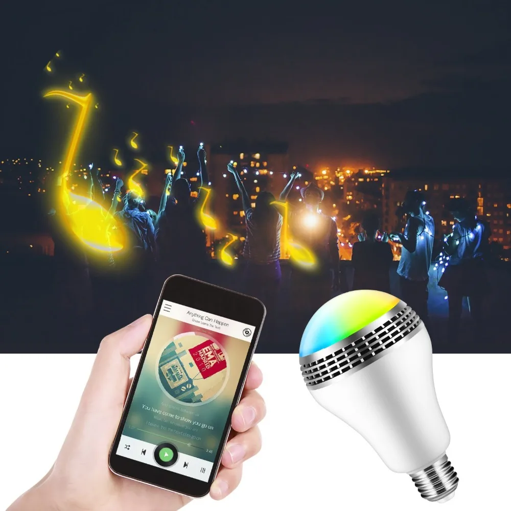 Лампочки Bluetooth Динамик аудио плеер с E27 светодио дный белый + RGB Беспроводной s Hands
