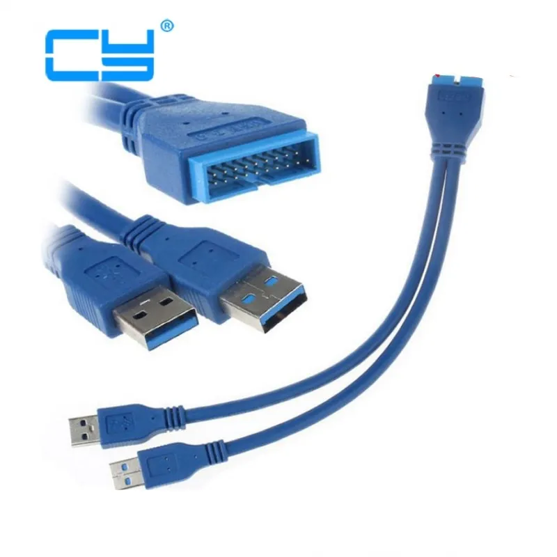 Кабель-удлинитель с 2 портами USB 3 0 и штыревыми разъемами на 20 контактов м |