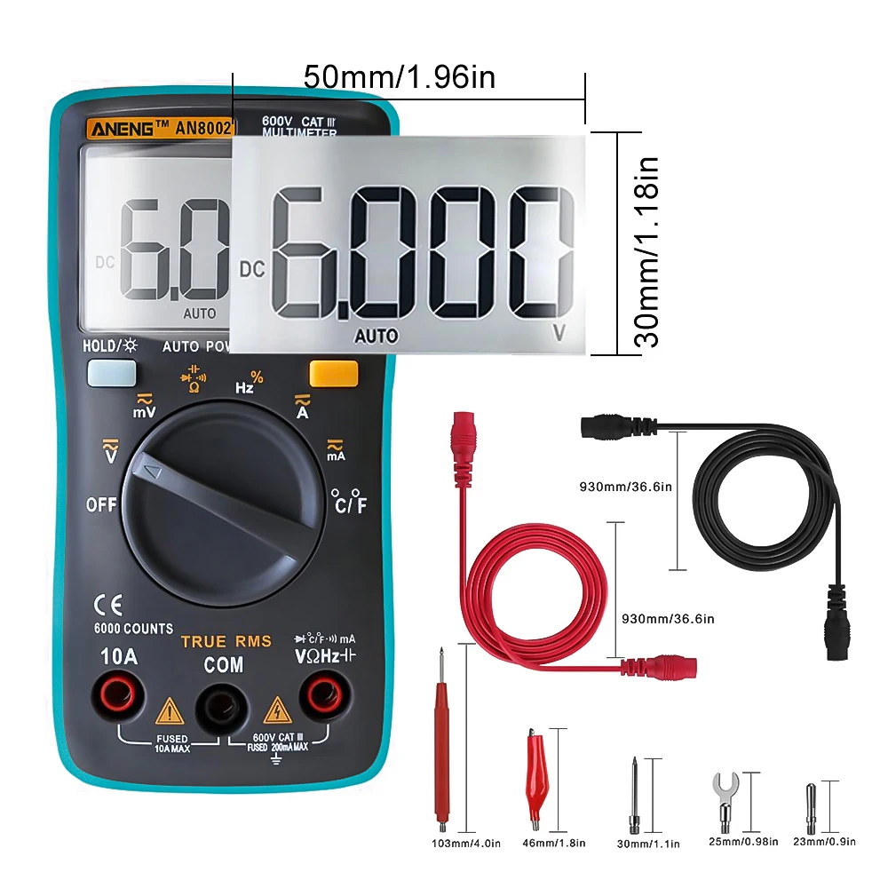 ANENG AN8002 мультиметр цифровой digital multimeter tester тестер транзисторов 6000 отсчетов Мультиметр автоматический zt102 тестор мультимерт карманный аналоговыйцифровой тестеры esr метр конденсатор