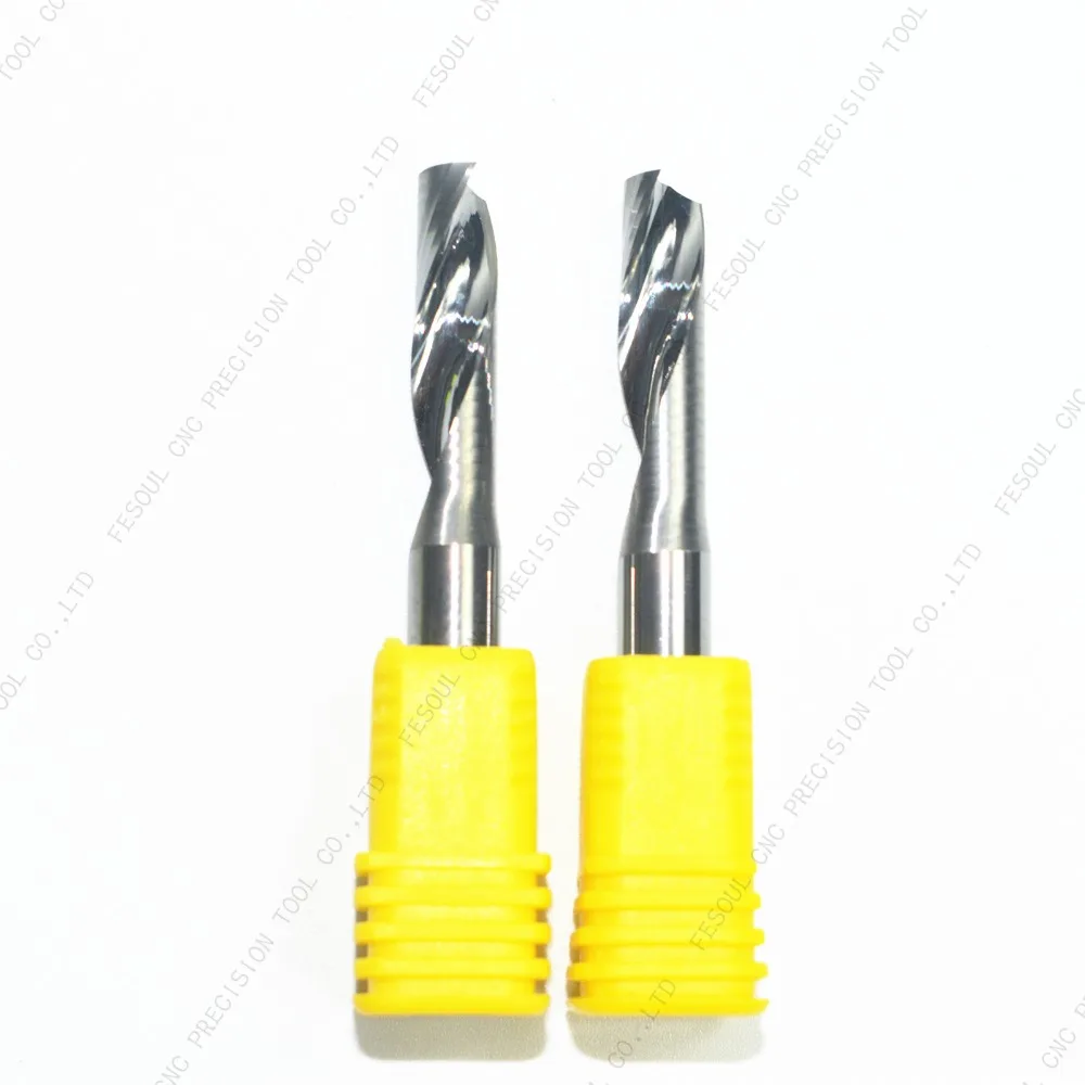 2Pcs 6mm Single Flute Spiral End Mill Carbide Router Bits for Aluminium 6*22mm