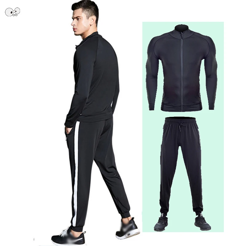 

NEW 2019 Spring Jogging Suit Men Dry Fit Running Sportswear Gym Fitness Training Tracksuit Zipper Pocket Clothes 2pcs Sport Set