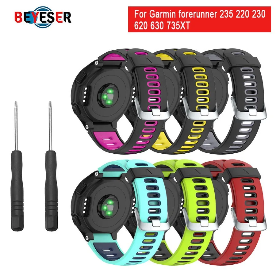 

Outdoor Sport Silicone Strap for Garmin forerunner 735XT 735 235 220 230 620 630 Watch Band with tool Soft Silicone Accessories