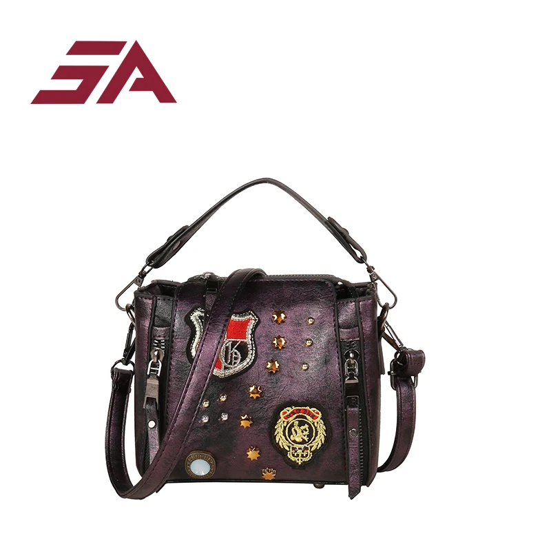 

sa vintage Leather Ladies Women Handbag Shoulder Bag High Quality Designer Luxury Brand bucket Crossbody Punk wind Bag