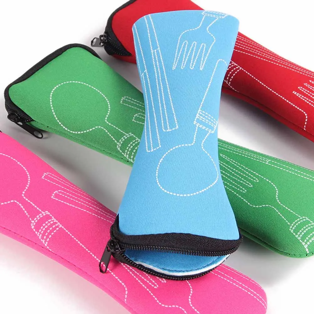 

Storage bag Portable Dinnerware Holder Outdoor Travel Tableware Cloth Bag Washable Zipper for Student