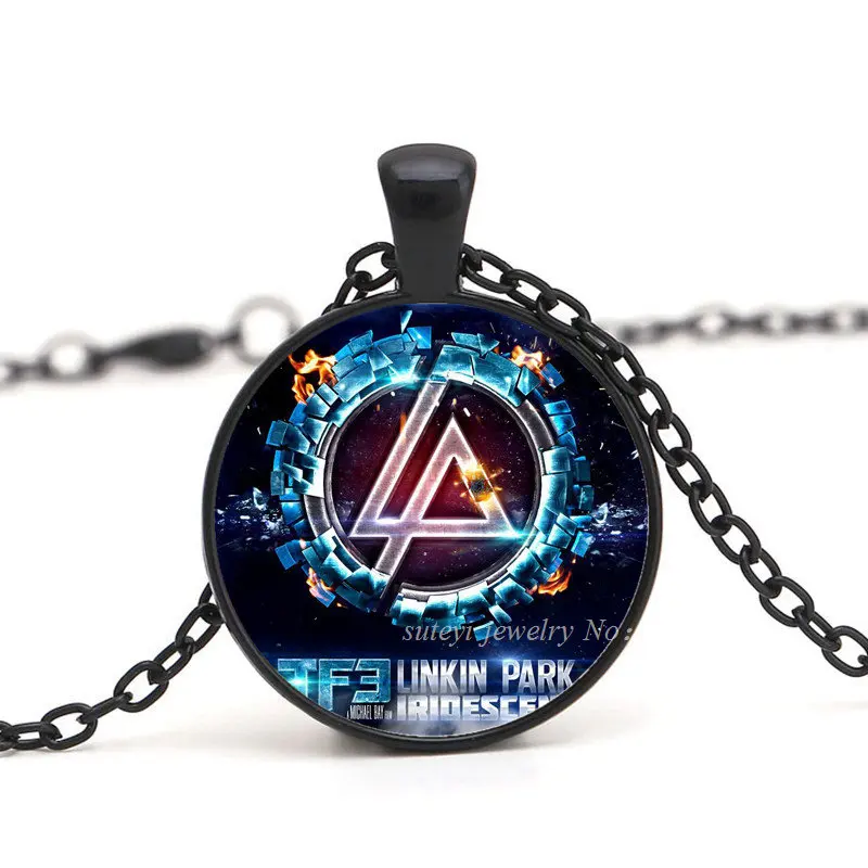 

Wholesale Men's Clothing Accessories American Linkin Park logo Pendant Linkin Park Jewelry Glass Necklace Dome Pendant