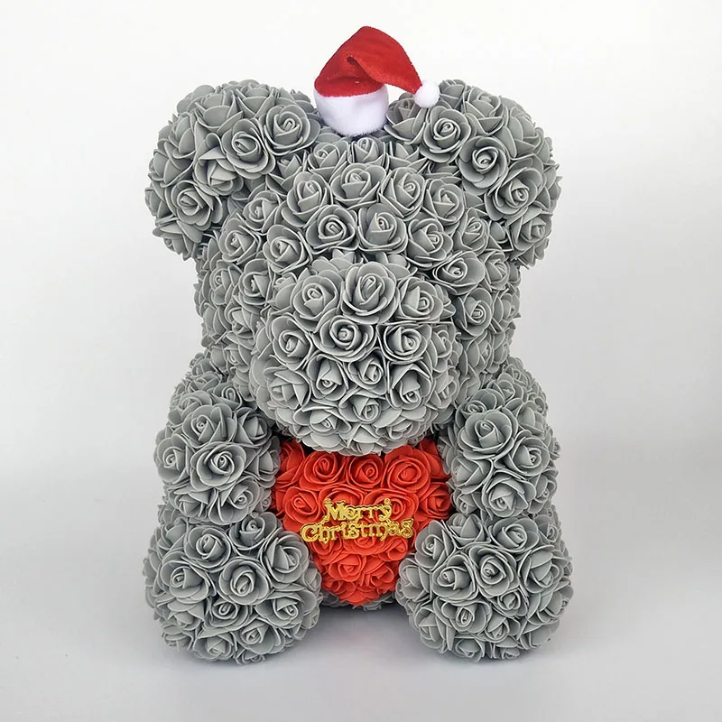 teddy bear rose bear with heart artificial roses foam roses flower Christmas decoration for home. christmas gift - Цвет: gray