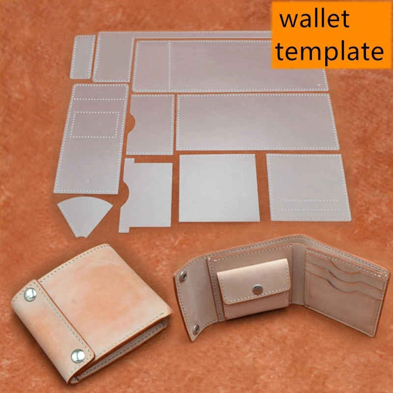 1pc DIY Folded Wallet Stencil PVC Leather Wallet Templates Sewing Pattern Leather Craft Template for Handcrafts Lovers