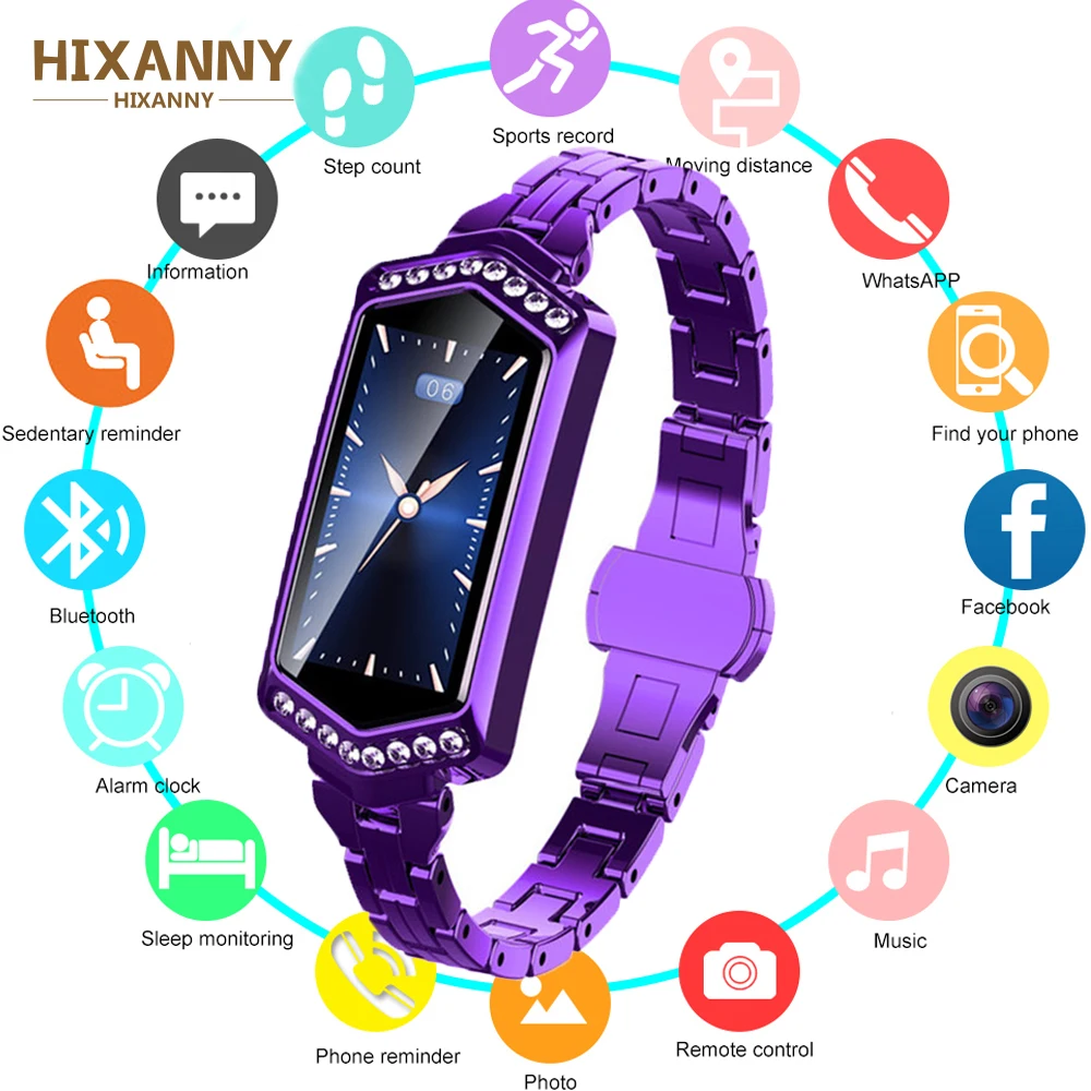 

Smart Watch Women IP67 Waterproof Heart Rate Monitor Metal Strap Fitness Bracelet For Android IOS Phone Wife Gift For Girlfriend