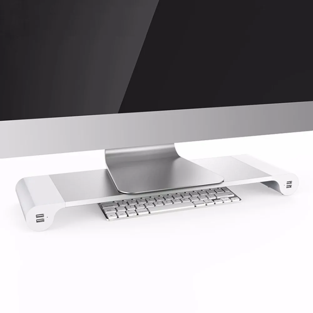 Портативный держатель для монитора с 4 портами USB для ноутбука и компьютера, кронштейн для экономии места, увеличенная подставка, штепсельная вилка европейского стандарта для планшетов и ноутбуков