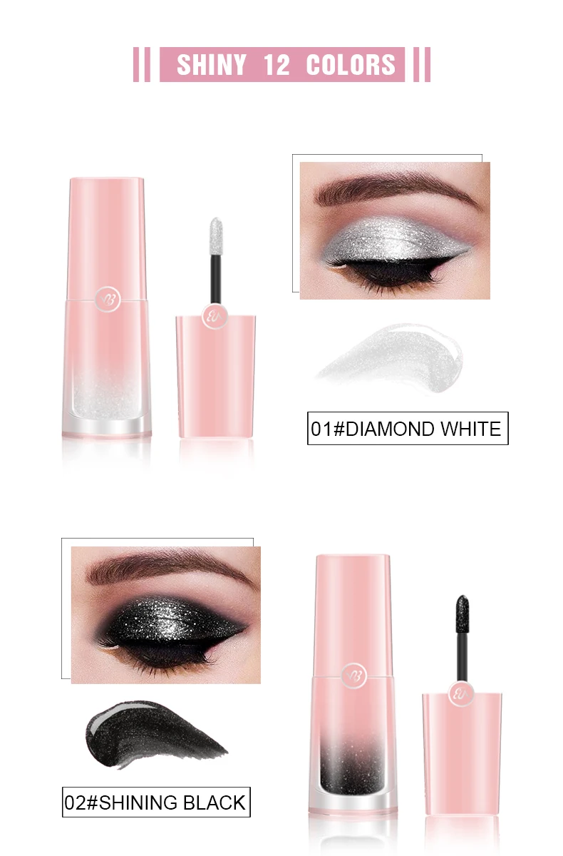 12 цветов Shine Smoky Eyeshadow waterproof Dimond блеск жидкие тени для век женские косметические тени для век подводка для глаз