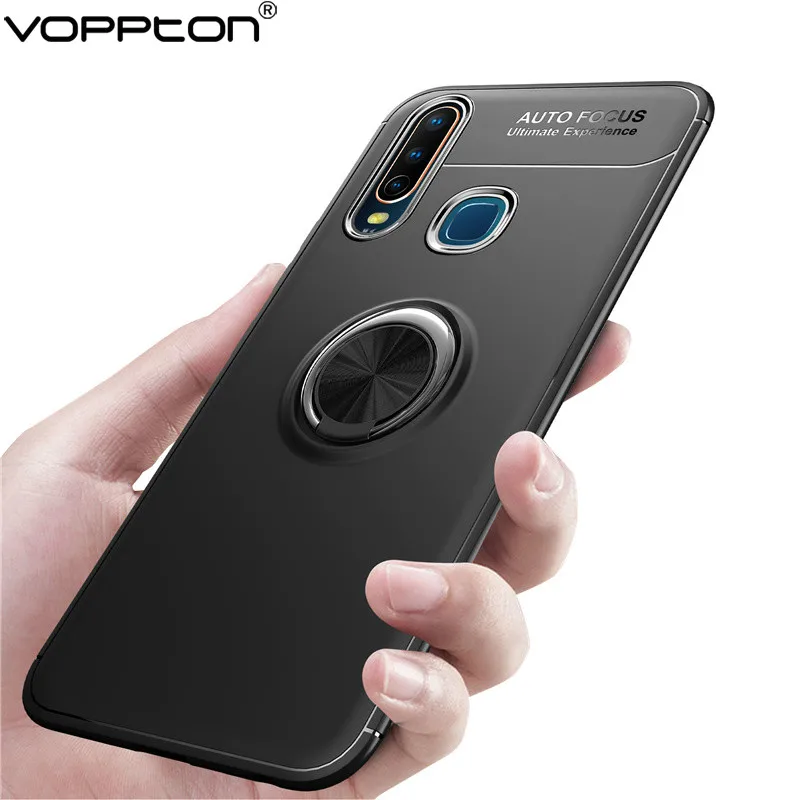 

Fing Ring Case For VIVO Y17 Y3 2019 Phone Case Car Magnetic Holder Matte Soft Silicone TPU Back Shockproof Cover Funda