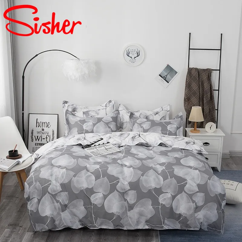 

Sisher Nordic Style Home Bedding Sets Printing Comforter Quilt Cover Set Size Single Full Double Queen King