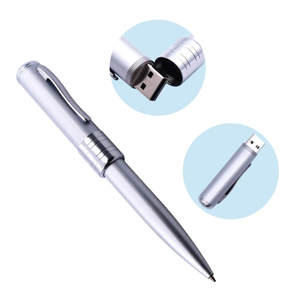 custom logo LED business ballpoint pen usb 3.0 2.0 flash pen drive metal box