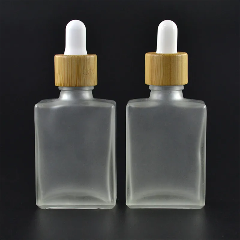 

240pcs*15ml Frosted clear rectangular essential oil square e-juice glass bottle 30ml glass dropper bottle with bamboo cap
