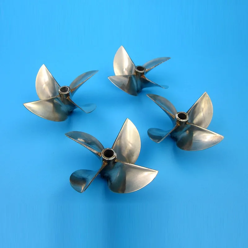 

RC high speed boat copper 1.7" pitch CW CCW propeller 4-blade 6.35mm shaft size 67mm outer diameter diecast bronze prop