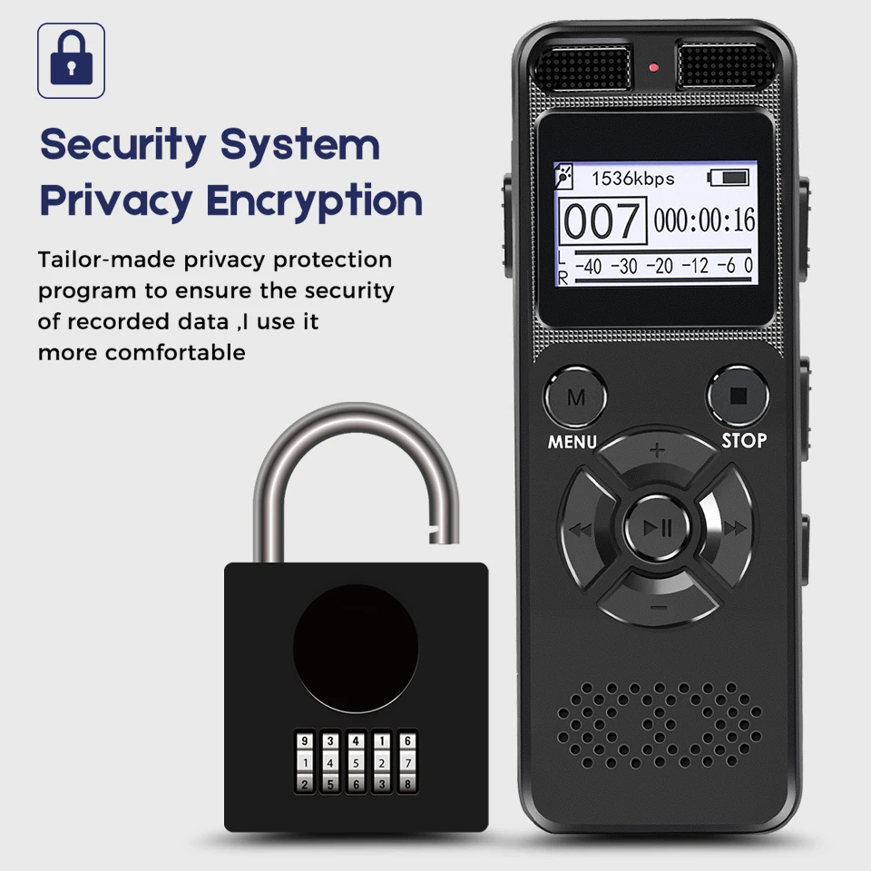 Hidden Digital Voice Audio Recorder Dictaphone Registrar MP3 HIFI Stereo 1536KPS WAV Recording Device Gray Support 64G Expansion