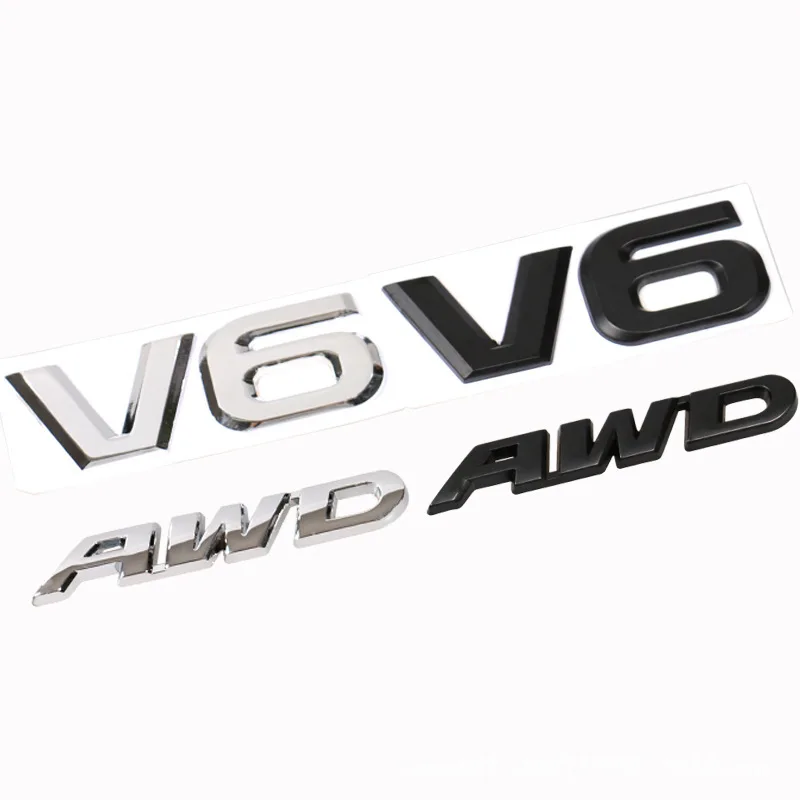 3D Metal Car Logo Sticker Emblem Auto Badge Decal For V6 AWD Mercedes BMW Audi VW Ford Mustang