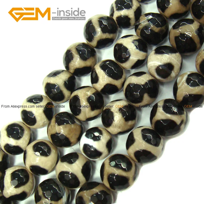 Fire Agate Beads White&Black Round Football Select...