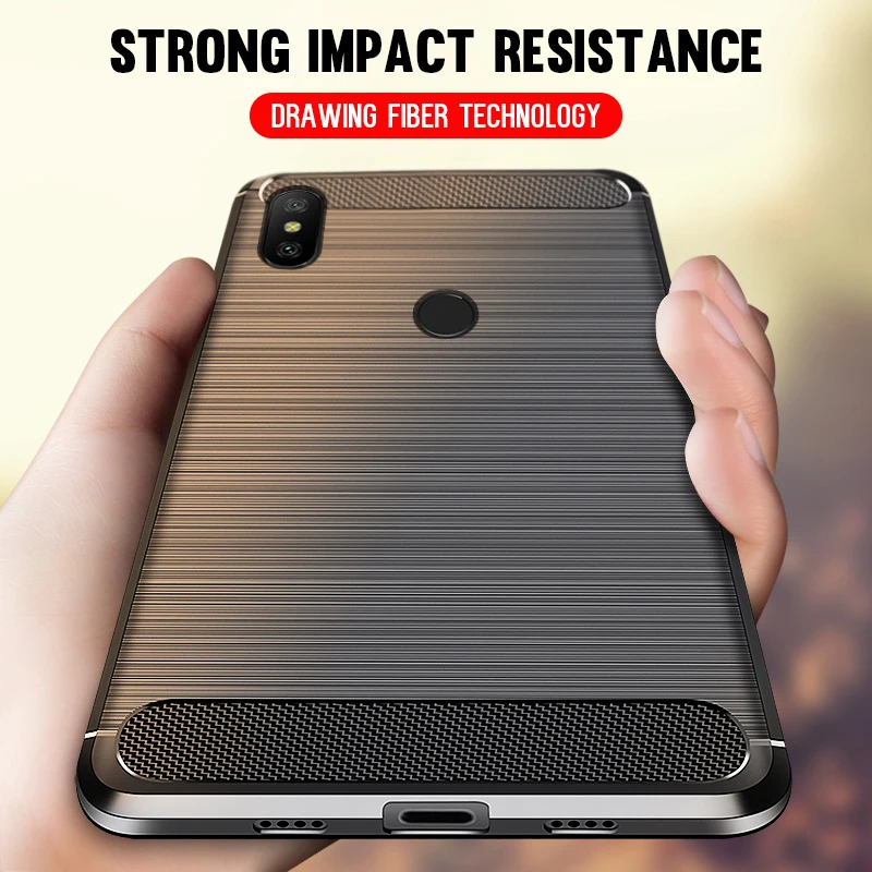 

For Xiaomi Redmi Note 6 Pro Case Carbon Fiber Brushed Silicone Shockproof Back Cover For Xiaomi Redmi 6 Pro 6A Soft TPU Case