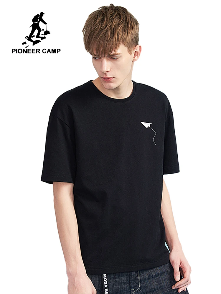 

Pioneer Camp drop shoulder summer T shirt men brand clothing new design half sleeve T-shirt male quality 100% cotton ADT802112